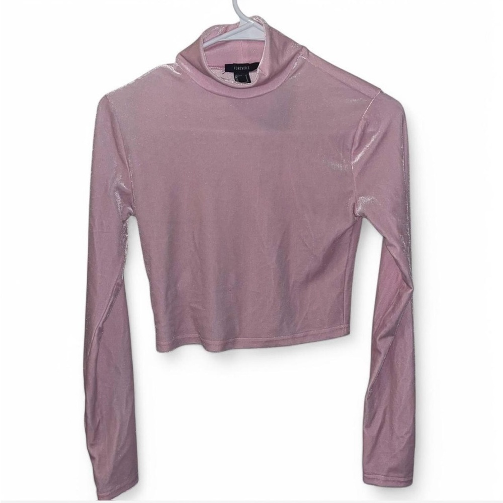pink velvet long sleeve crop top